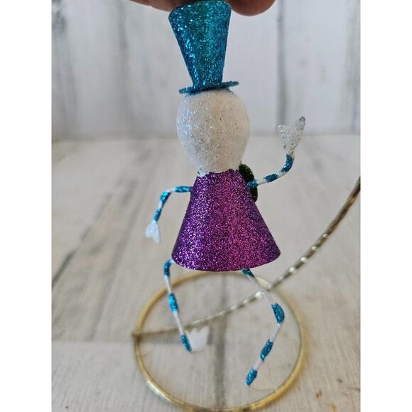 Pier 1 skeleton glitter Halloween ornament skull vintage Xmas tree unique - Picture 3 of 8